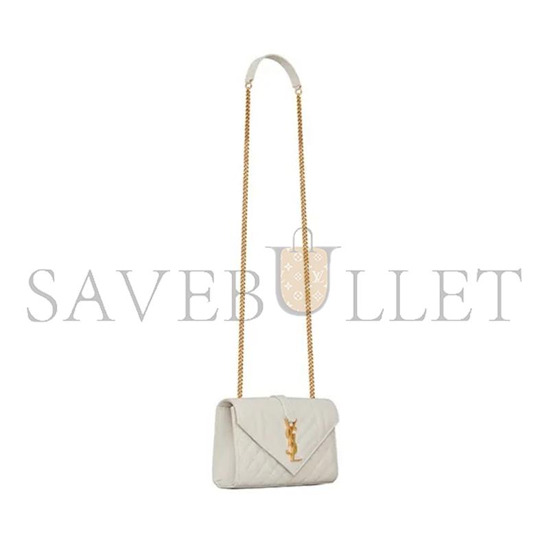 YSL ENVELOPE SMALL IN QUILTED GRAIN DE POUDRE EMBOSSED LEATHER 526286BOW919207 (21*13*6cm)